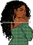 Afro Urban Street Hoop Earrings Sexy Pose Curly Long Hair Style Portrait  SVG Cutting Files For Silhouette Cricut