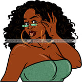 Afro Urban Street Ghetto Girls Babe Hoop Earrings Young Glamour Sexy Black Woman Curly Long Hair Style Sunglasses Lips Tongue SVG Cutting Files For Silhouette Cricut