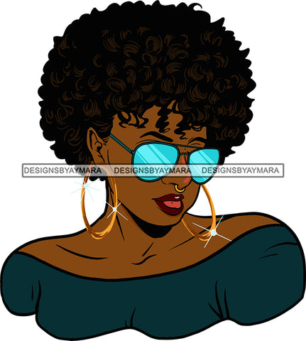 Afro Urban Street Ghetto Girls Babe Hoop Earrings Young Glamour Sexy Afro Hair Style Sunglasses Tongue Nose Piercing SVG Cutting Files For Silhouette Cricut