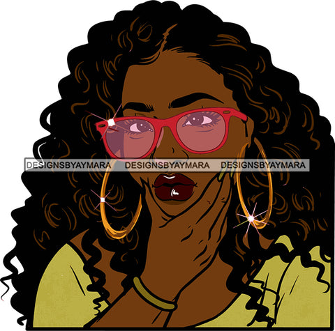 Afro Urban Street Hoop Earrings Sexy Lips Curly Long Hair Style  SVG Cutting Files For Silhouette Cricut