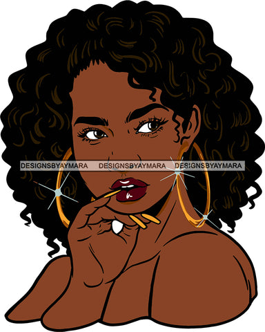 Afro Urban Street Hoop Earrings Sexy Lips Portrait Afro Hair Style  SVG Cutting Files For Silhouette Cricut