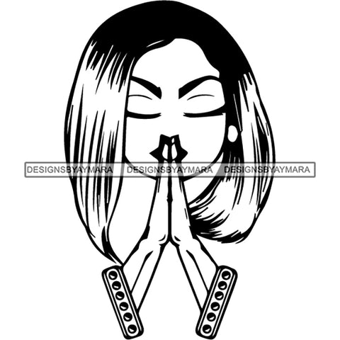 Afro Lola Praying Begging Asking God Lord Faith Strength .SVG Vector Clipart Cutting Files For Silhouette Cricut and More!