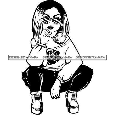 Afro Lola Boss Lady Diva Style Fashion Woman SVG Vector Clipart Cutting Files For Silhouette and Cricut and More!