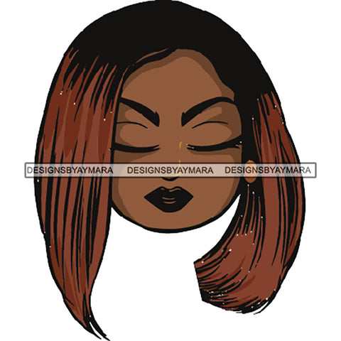 Afro Lola Cute Closed Up Face Eyes Close Meditation .SVG Clipart Vector Cutting Files
