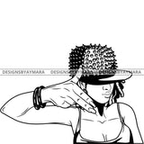 Afro Ghetto Urban Girl Boss Lady Queen Melanin Spikes Studs Cap Attitude Dreadlocks Hair Style  B/W SVG Cutting Files For Silhouette Cricut More