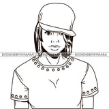 Black Lola Urban Boss Lady Baseball Cap Bamboo Hoop Earrings Sexy Black Casual Woman Wavy Hair Style  B/W SVG Cutting Files For Silhouette  Cricut