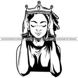Black Goddess Queen Lola Glamour Bamboo Hoop Earrings Sexy Fixing Crown Dreadlocks Hair Style B/W SVG Cutting Files For Silhouette  Cricut