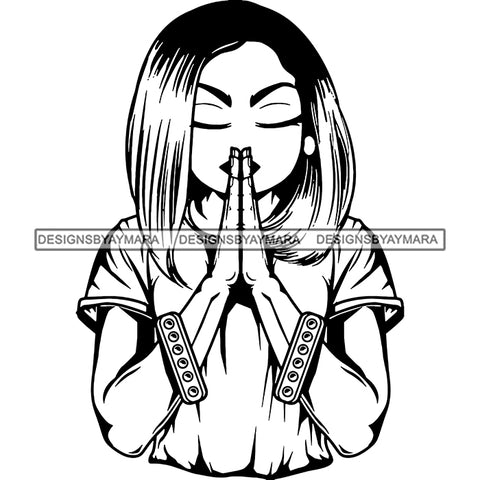 Afro Lola Praying God Lord Prayers In God We Trust .SVG Clipart Cutting Files For Silhouette and Cricut and More!