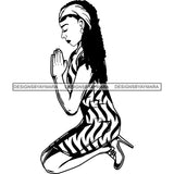 Afro Lola Praying God Lord Prayers Knee Forgiveness .SVG Clipart Cutting Files For Silhouette and Cricut and More!