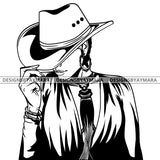 Afro Lola Black Goddess Cow Girl Necklace Portrait Bamboo Hoop Earrings Sexy Fashion Woman Short Hair Style B/W SVG Cutting Files For Silhouette  Cricut