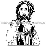 Black Goddess Lola Boss Lady Bamboo Hoop Earrings Sexy Sucking Lingerie Woman Dreadlocks Hair Style B/W SVG Cutting Files For Silhouette  Cricut
