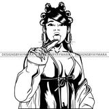 Black Goddess Lola Boss Lady Bamboo Hoop Earrings Sexy Sucking Lingerie Woman Banku Knots Hair Style B/W SVG Cutting Files For Silhouette  Cricut