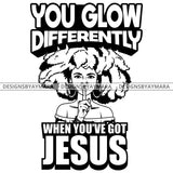 Afro Lola God Quotes Glow With Jesus Silent Woman Dreadlocks Hair Style B/W SVG Cutting Files For Silhouette Cricut and More