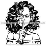 Black Goddess Lola Boss Lady Bamboo Hoop Earrings Sexy Quiet Silence Woman Curly Hair Style B/W SVG Cutting Files For Silhouette  Cricut
