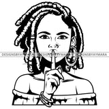 Black Goddess Lola Boss Lady Bamboo Hoop Earrings Sexy Quiet Silence Woman Dreadlocks Hair Style B/W SVG Cutting Files For Silhouette  Cricut