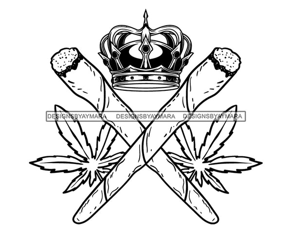 Blunt Crown Marijuana Leaf Weed Cannabis High Life Cannabis Pot Silhouette SVG JPG PNG Vector Clipart Cricut Cutting Files