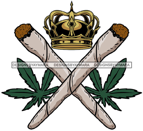 Blunt Crown Marijuana Leaf Weed Cannabis High Life Cannabis Pot Silhouette SVG JPG PNG Vector Clipart Cricut Cutting Files