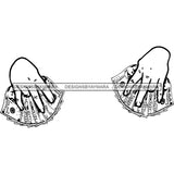 Man Hands Holding Money Dollars Cash Wealth Gangster Business Illustration B/W SVG JPG PNG Vector Clipart Cricut Silhouette Cut Cutting