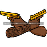 Crossed Black Man Arms Tattoo Holding Guns Gangster Gansta Dealer Money Business SVG JPG PNG Vector Clipart Cricut Silhouette Cut Cutting