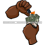 Black Man Hands Burning Money Dollars Cash Stacks Gangster Dealer Business SVG JPG PNG Vector Clipart Cricut Silhouette Cut Cutting