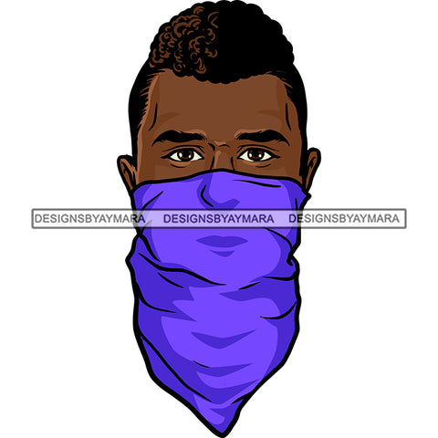 Black Man Wearing Bandana Face Mask Gangster Gansta Money Lifestyle SVG JPG PNG Vector Clipart Cricut Silhouette Cut Cutting