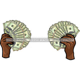 Black Man Hands Holding Money Dollars Cash Moneymaker Gangster Mafia Business SVG JPG PNG Vector Clipart Cricut Silhouette Cut Cutting