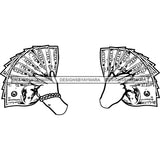 Man Hands Holding Money Dollars Cash Moneymaker Gangster Dealer Business B/W SVG JPG PNG Vector Clipart Cricut Silhouette Cut Cutting