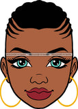 Afro Black Goddess Portrait Bamboo Hoop Earrings Sexy Blue Eyes Lips Woman Corn Row Hair Style  SVG Cutting Files For Silhouette  Cricut