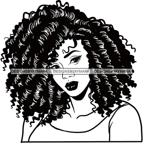 Hair And Face Twist Afro Black Hair Black And White SVG JPG PNG Vector Clipart Cricut Silhouette Cut Cutting