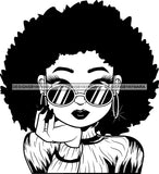 Afro Cute Lili Big Eyes Cool Glasses Designs For Commercial And Personal Use Black Girl Woman Nubian Queen Melanin SVG Cutting Files For Silhouette Cricut and More