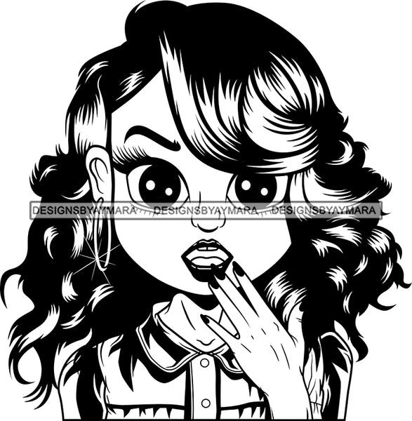 Afro Cute Lili Big Eyes Surprise Face Expression Designs For Commercial And Personal Use Black Girl Woman Nubian Queen Melanin SVG Cutting Files For Silhouette Cricut and More