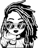 Afro Cute Lili Big Eyes Cool Glasses Designs For Commercial And Personal Use Black Girl Woman Nubian Queen Melanin SVG Cutting Files For Silhouette Cricut and More