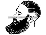 Black Man Barber Black And White With Beard  SVG JPG PNG Vector Clipart Cricut Silhouette Cut Cutting