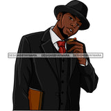 Sexy Black Man Sophisticated Holding Cigar Classic Hat Fashion Style SVG JPG PNG Vector Clipart Cricut Silhouette Cut Cutting