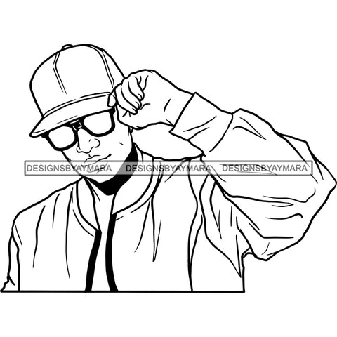 Attractive Man Fashion Glasses Baseball Hat Cap Style SVG JPG PNG Vector Clipart Cricut Silhouette Cut Cutting