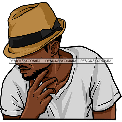 Sexy Black Man Retro Hat Short Sleeve T-Shirt Fashion Style SVG JPG PNG Vector Clipart Cricut Silhouette Cut Cutting