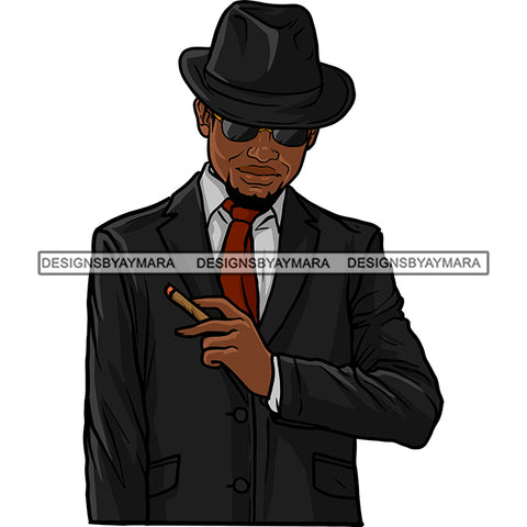 Sexy Black Man Gentleman Holding Cigar Vintage Hat Fashion Style SVG JPG PNG Vector Clipart Cricut Silhouette Cut Cutting