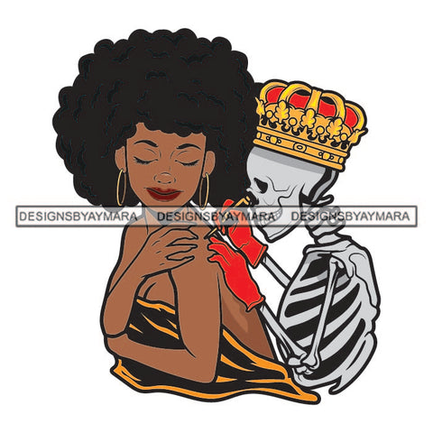 Afro Sexy Lola Girl Black Woman Tattoo Skeleton Skull Artist King Love Crown Designs For T-Shirt and Other Products SVG PNG JPG Cutting Files For Silhouette Cricut and More!