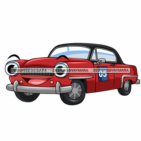 Gorgeous Vintage Old School Race Car Cartoon Character Automobile Luxurious Muscle Machine Speed Transportation SVG JPG PNG Vector Clipart Cricut Silhouette Cut Cutting