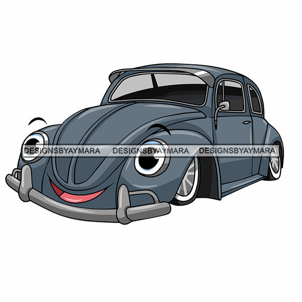 Gorgeous Sport Car Cartoon Character Beatle Automobile Luxurious Muscle Machine Speed Transportation SVG JPG PNG Vector Clipart Cricut Silhouette Cut Cutting