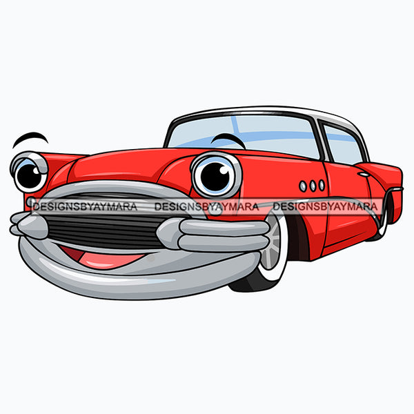 Vintage 50's 60's 70's Car Cartoon Character Automobile Luxurious Muscle Machine Speed Transportation Antique SVG JPG PNG Vector Clipart Cricut Silhouette Cut Cutting