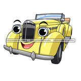 Yellow Vintage 50's 60's 70's Old School Car Cartoon Character Automobile Luxurious Muscle Machine Speed Transportation Antique SVG JPG PNG Vector Clipart Cricut Silhouette Cut Cutting