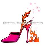 Stepping On Fire Pink High Heels Shoes JPG PNG  Clipart Cricut Silhouette Cut Cutting