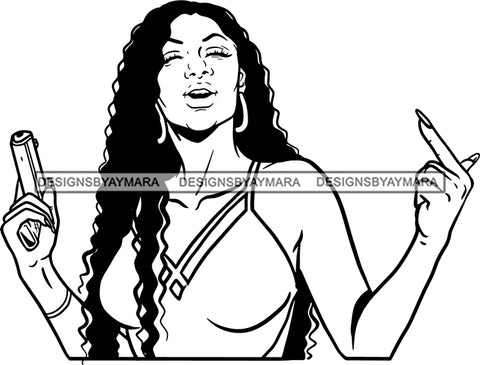 Ghetto Woman Face American Gangster Urban Swag Hip Hop Girl .SVG Cutting Files For Silhouette Cricut and More!