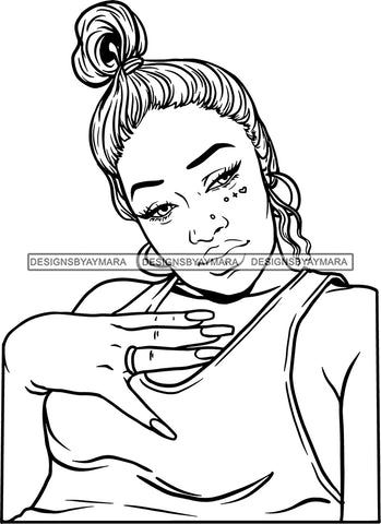 Ghetto Woman Face American Gangster Urban Swag Hip Hop Girl .SVG Cutting Files For Silhouette Cricut and More!