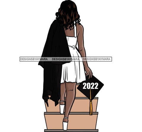 Graduation Woman Cap Diploma Achievement Education College Ceremony Student Success Graduate Black And White Dress Holding Cap Design Element SVG JPG PNG Vector Clipart Cricut Cutting Files