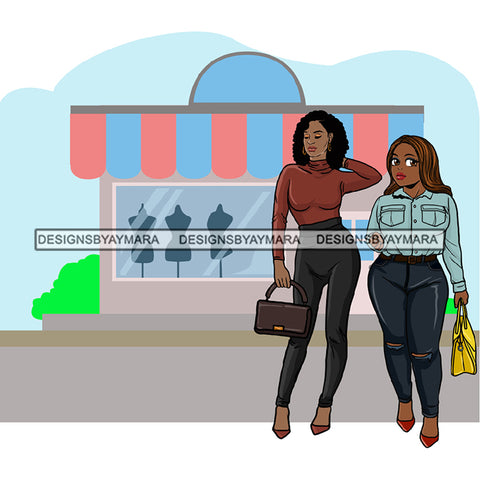 Friends Hanging Out Together Shopping Traveling Vacation Fun Buddy Sisters Girlfriends Women SVG Cutting Files