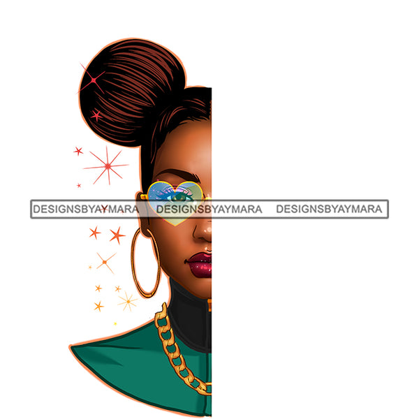 Half Face Afro Black Woman In Green JPG PNG  Clipart Cricut Silhouette Cut Cutting