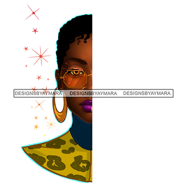 Half Face Afro Black Woman In Gold JPG PNG  Clipart Cricut Silhouette Cut Cutting
