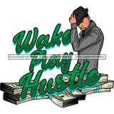 Sexy Afro Man Hustle Quote Confident Wearing Sweater Holding Hat Fashion Style SVG JPG PNG Vector Clipart Cricut Silhouette Cut Cutting